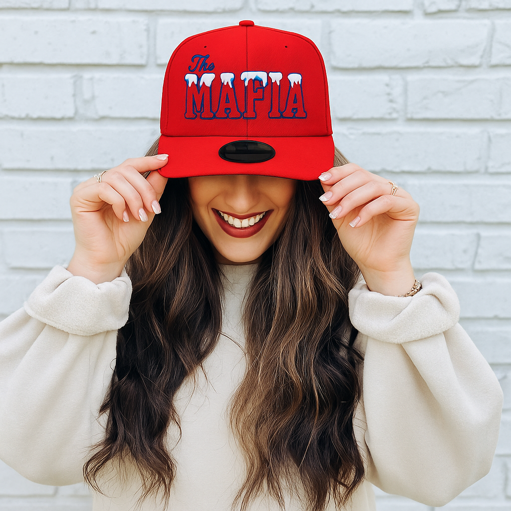 "The Mafia" snow-capped snapback - red